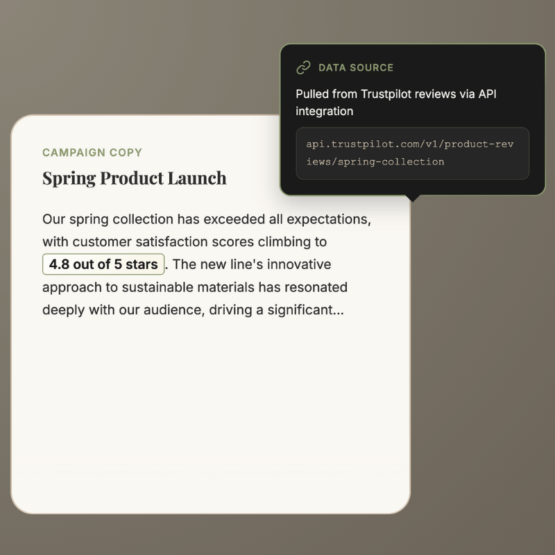 Integration capabilities showing connected data sources